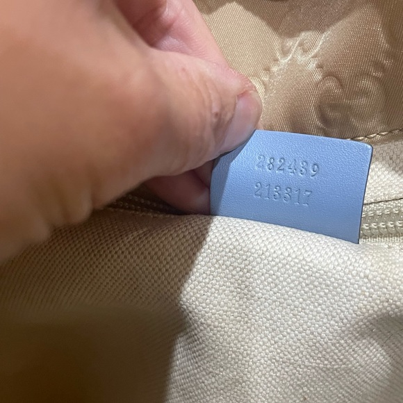 Gucci Beige GG Nylon Tote with Blue Leather Straps - Picture 9 of 13